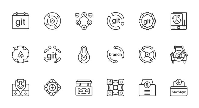 Git version control and developer outline icons.