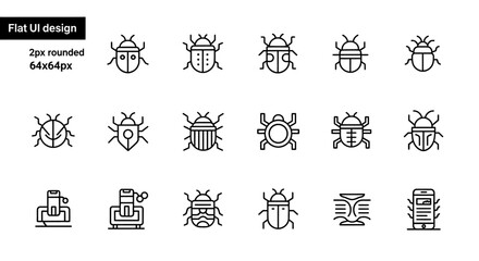 Obraz premium Pest control and insect species line icons.