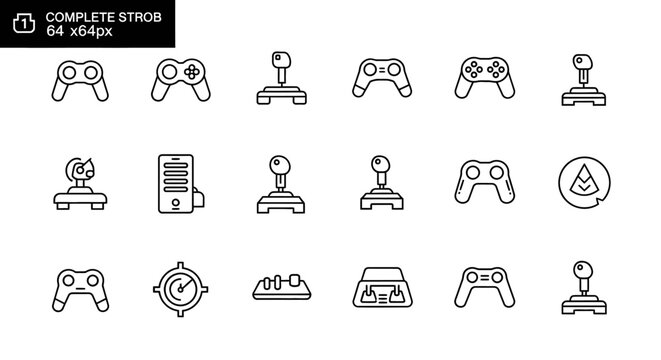 Video game controller and console outline icon collection.