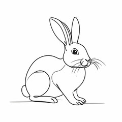 Fototapeta premium Continuous line art illustration of a small rabbit.