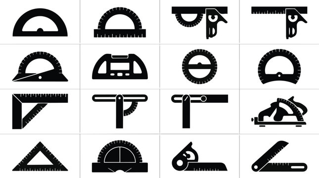 Collection of various protractors and measuring tools for geometry and mathematics.