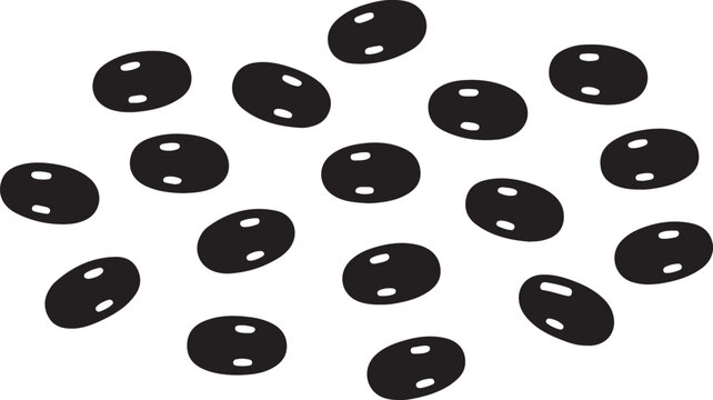group of black beans( Urad dal, black gram, vigna mungo ) isolated on white background. Black icon silhouette vector