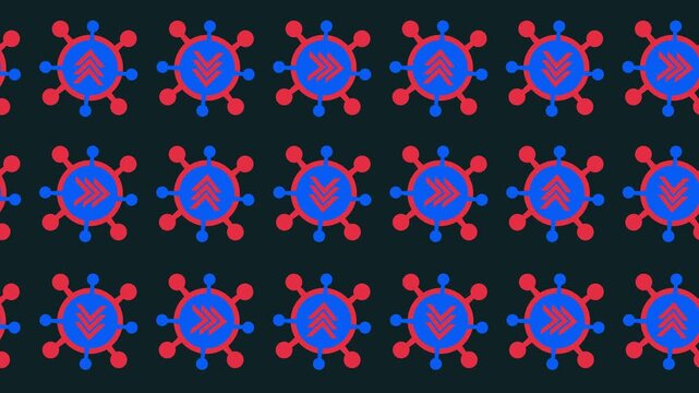 Cybersecurity malware threat and network virus seamless pattern background animation with digital threat data traffic for cyber attack vulnerability wallpaper concept. Seamless looping.