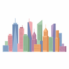 Obraz premium Colorful City Skyline Flat Design Vector Illustration Urban