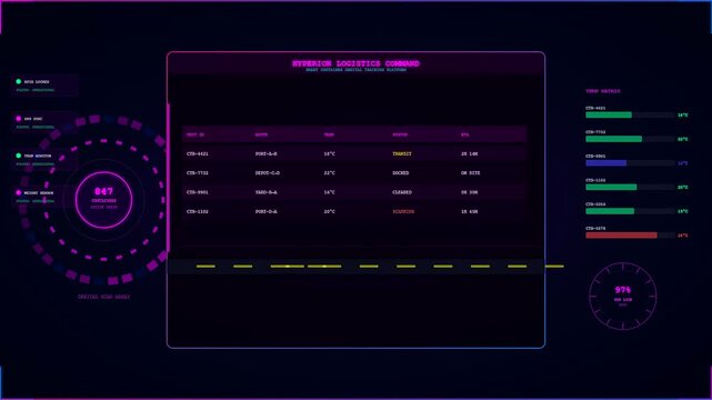 Advanced smart container tracking system visualizes real time logistics data for efficient global cargo monitoring and supply chain management through a modern digital technology interface.