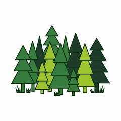 Obraz premium Green Trees Forest Flat Design Vector Illustration Nature