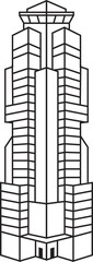 Obraz premium Skyscraper, minimal tall building shape, geometric structure outline icon