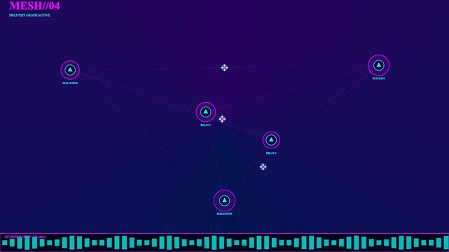 An intricate digital Drone Delivery Network visualization tracks real time logistics nodes across a dark interface while flickering signal paths expand to connect multiple active supply points