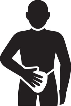 holding, pee, prostatitis icon. Black icon silhouette vector