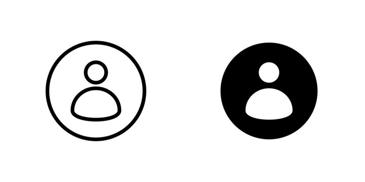 User Profile Avatar Circle Line and Solid Black Icon Set