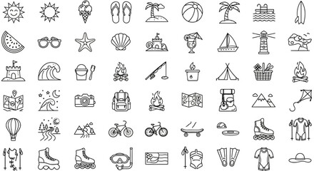 Fototapeta premium Collection of Simple Line Icons for Leisure.