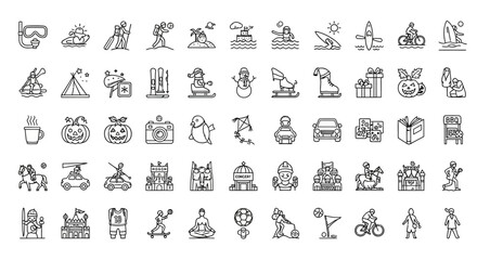 Fototapeta premium Collection of Various Simple Line Icons.