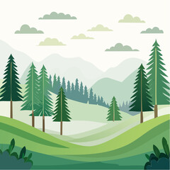 Fototapeta premium Minimal flat forest vector