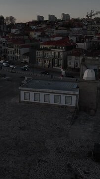 Drone Footage of Foz do Douro Waterfront in Porto Portugal During a Golden Sunset