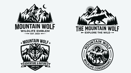 Fototapeta premium Black and white wolf logo designs.