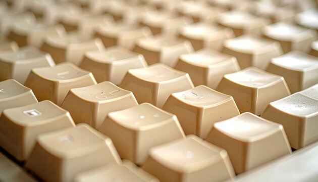 Close-up of beige computer keyboard keys.