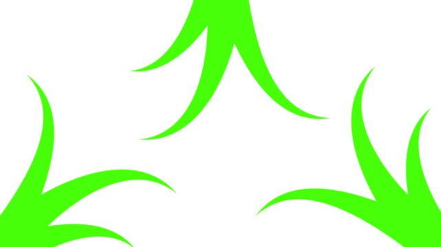 Stylized green grass tufts arranged in a triangular pattern moving gently against a solid white background.