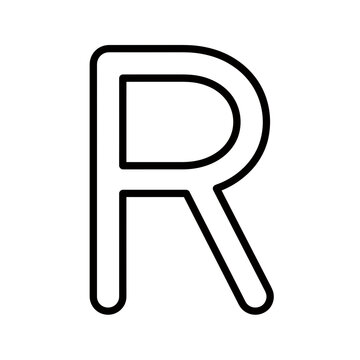 Capital Letter R Outline Vector Illustration.
