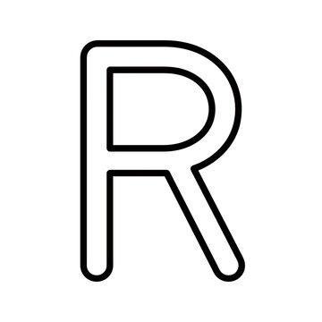 Capital Letter R Outline Vector Illustration.
