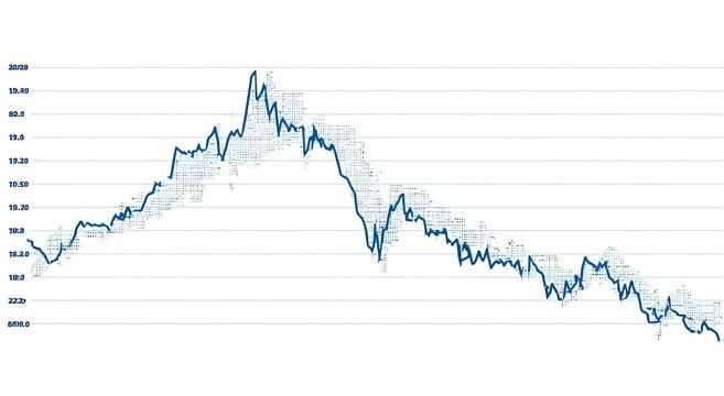 Line graph shows upward then downward trend of fluctuating data points