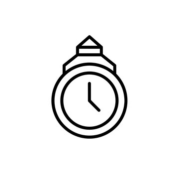 Clock Icon Timekeeping and Punctuality Symbol in Simple Line Art.
