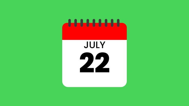 Animated Calendar Flipping to World Brain Day July 22nd Date Reveal