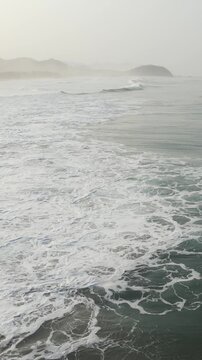 Cinematic Aerial Close Up of Ocean Wave Formation With Flying Birds