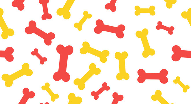 Colorful dog bone treats scattered.