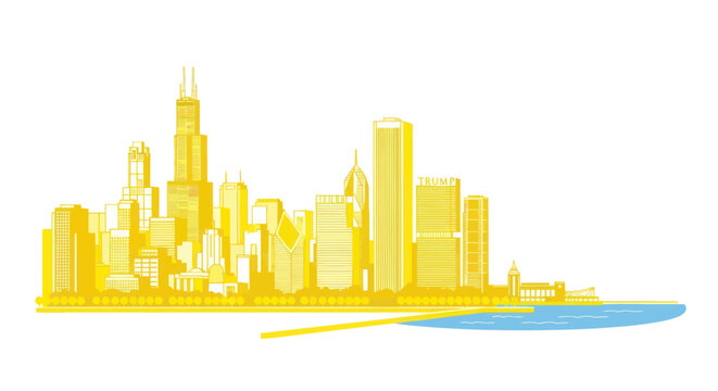 Chicago City Skyline Urban Landscape Architecture.