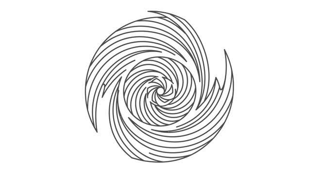 Hand drawn spiral vortex or hurricane sketch.