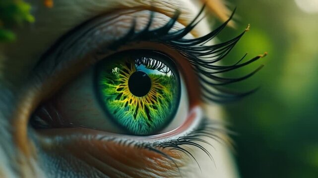 Enchanted Unicorn Eye with Intricate Green and Gold Iris