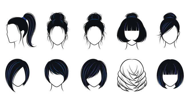 Various hairstyles for women illustration.
