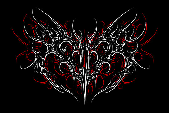 Neo tribal cyber gothic abstract shapes blackwork styles vector design for tattoo, streetwear, dark aesthetics