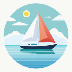 Fototapeta premium Minimal sailboat vector art