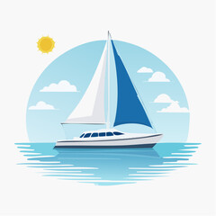 Fototapeta premium Minimal sailboat vector art