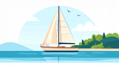 Fototapeta premium Minimal sailboat vector art