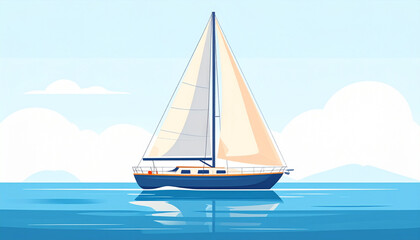 Fototapeta premium Minimal sailboat vector art