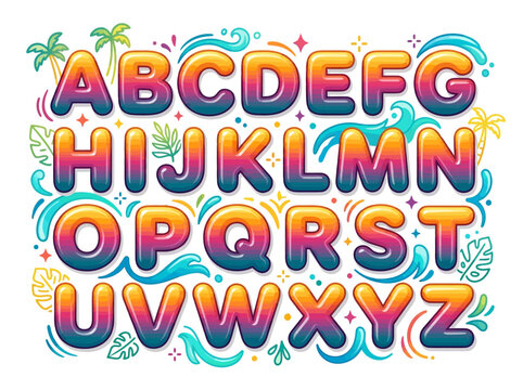 Colorful Alphabet Letters Typography Design.