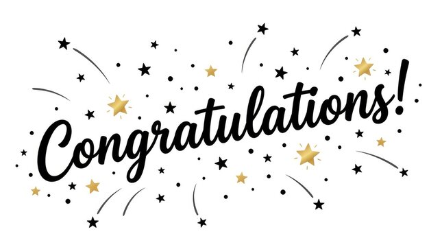 Congratulations calligraphy with stars and sparkles festive celebration graphic