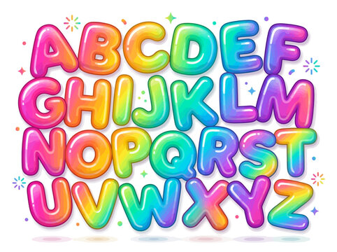 Colorful Alphabet Letters in Rainbow.