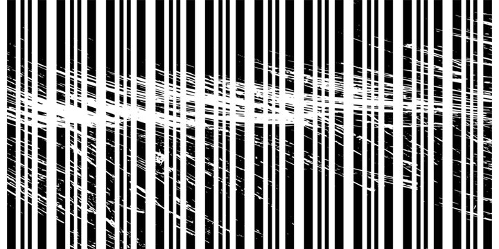Monochrome bar code inspired seamless pattern with binary vertical stripe texture, simple abstract tech vector background for packaging layouts, posters and minimalist wallpapers