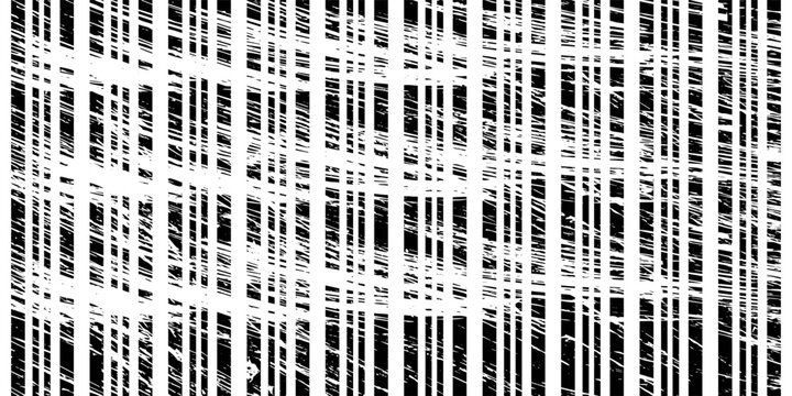 Monochrome bar code inspired seamless pattern with binary vertical stripe texture, simple abstract tech vector background for packaging layouts, posters and minimalist wallpapers