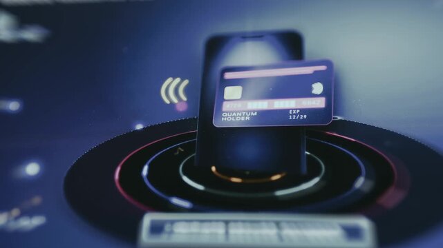 Animated illustration of a mobile phone and a credit card representing internet banking