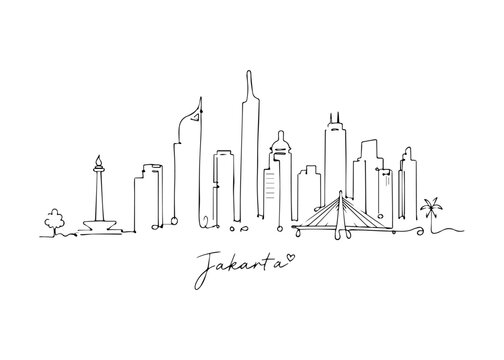 Jakarta city skyline hand drawn
Vector hand-drawn naive city skyline on a white background