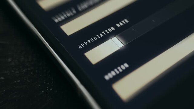 Investment interface where user modifies appreciation rate using a slider