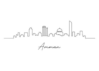 Fototapeta premium Amman city skyline hand drawn Vector hand-drawn naive city skyline on a white background