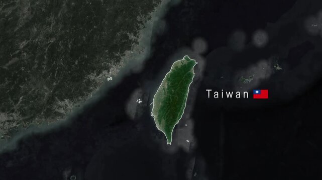 Taiwan Island Satellite Map Animation in East Asia
