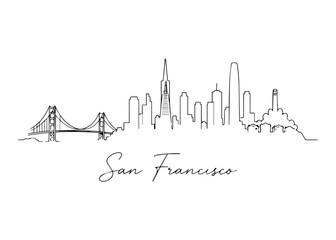 Obraz premium San Francisco city skyline hand drawn Vector hand-drawn naive city skyline on a white background