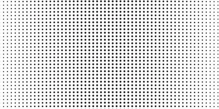 White screen LED digital dot pattern bg. Black circle pixels, spots, specks on panel texture. Vector seamless grid. Billboard overlay for display wall monitor design.