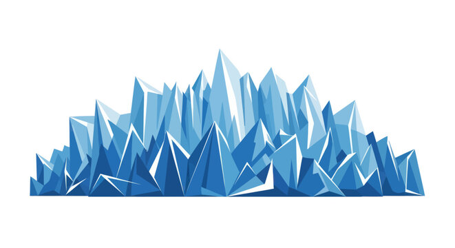 Abstract blue ice crystals forming a jagged winter landscape.